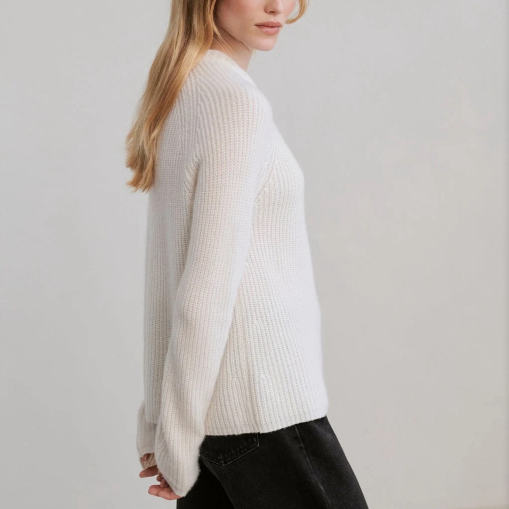 Jenni Kayne Cashmere Fisherman Sweater Ivory XS